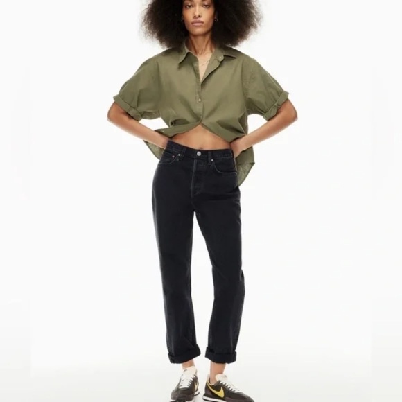 Aritzia Denim Forum Boyfriend High Rise Loose 28L Washed Black Jeans - Sz 24 - Picture 1 of 16